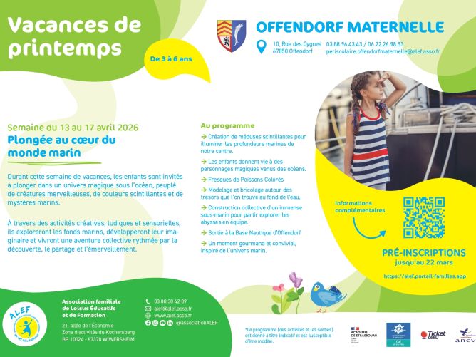 Vacances de printemps - Périscolaire maternelle